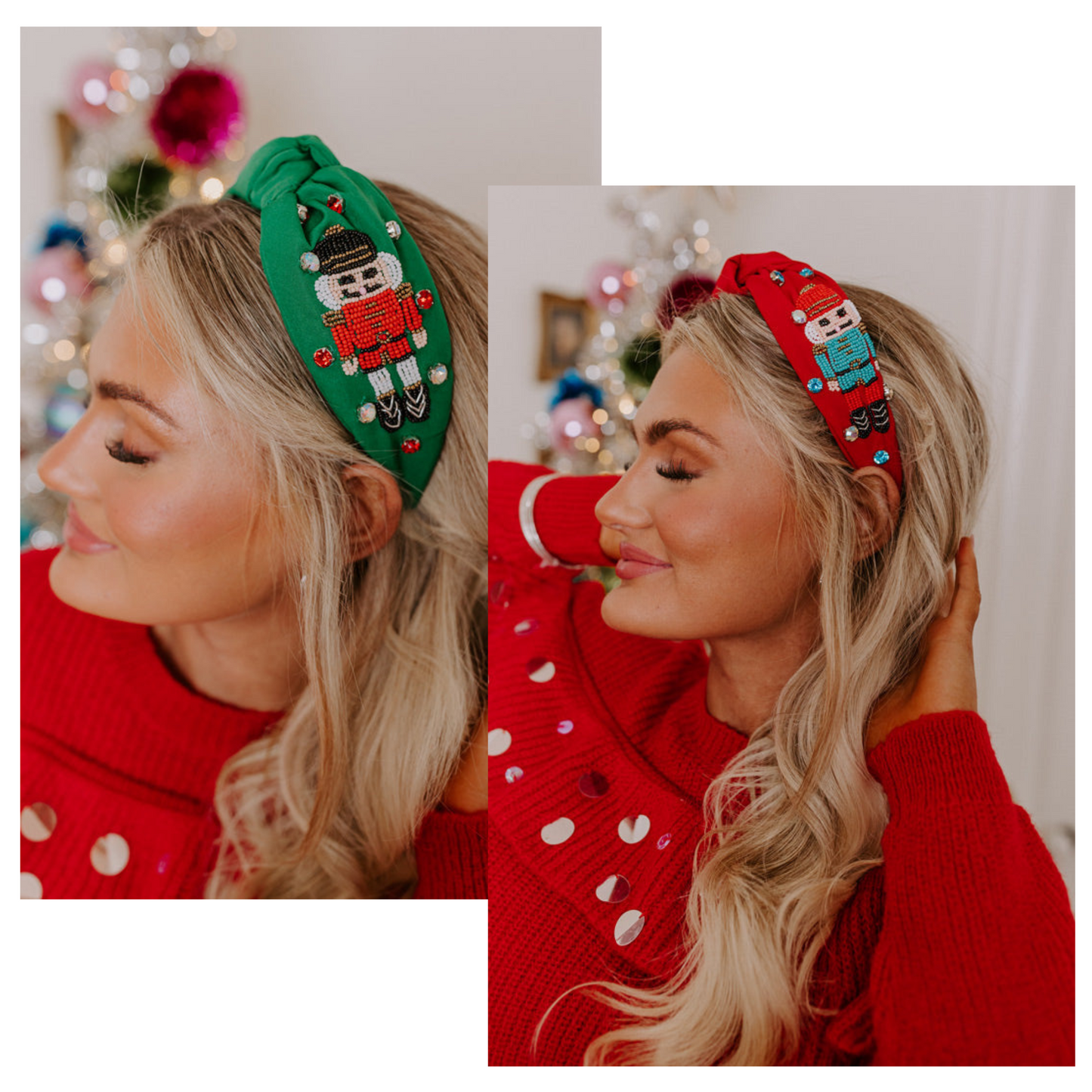 Christmas Nutcracker Beaded Crystal Top Knot Headband