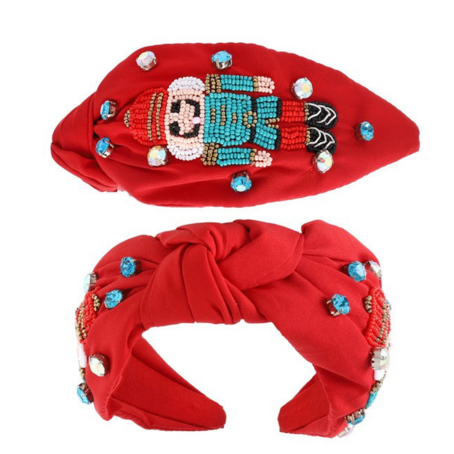Christmas Nutcracker Beaded Crystal Top Knot Headband