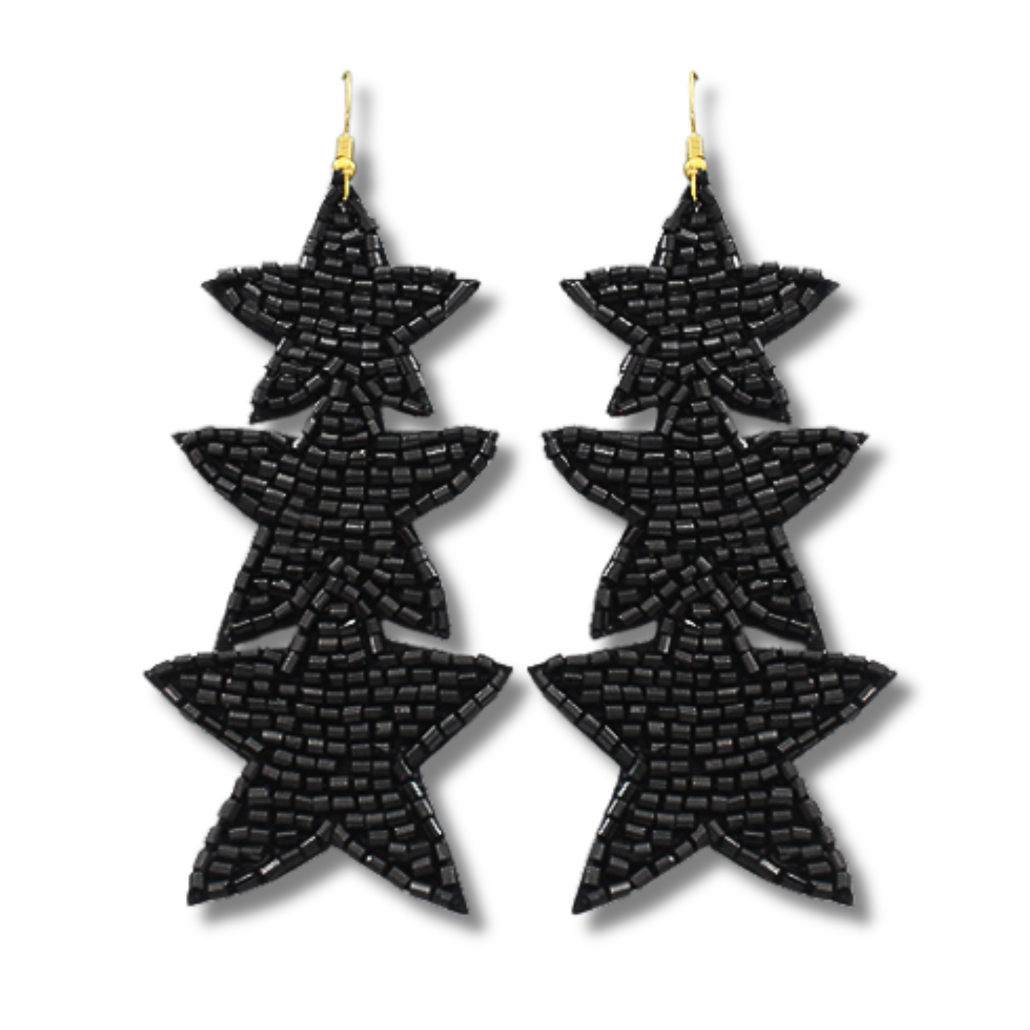 Glass Sparkle Beaded Triple Star Celestial Earrings