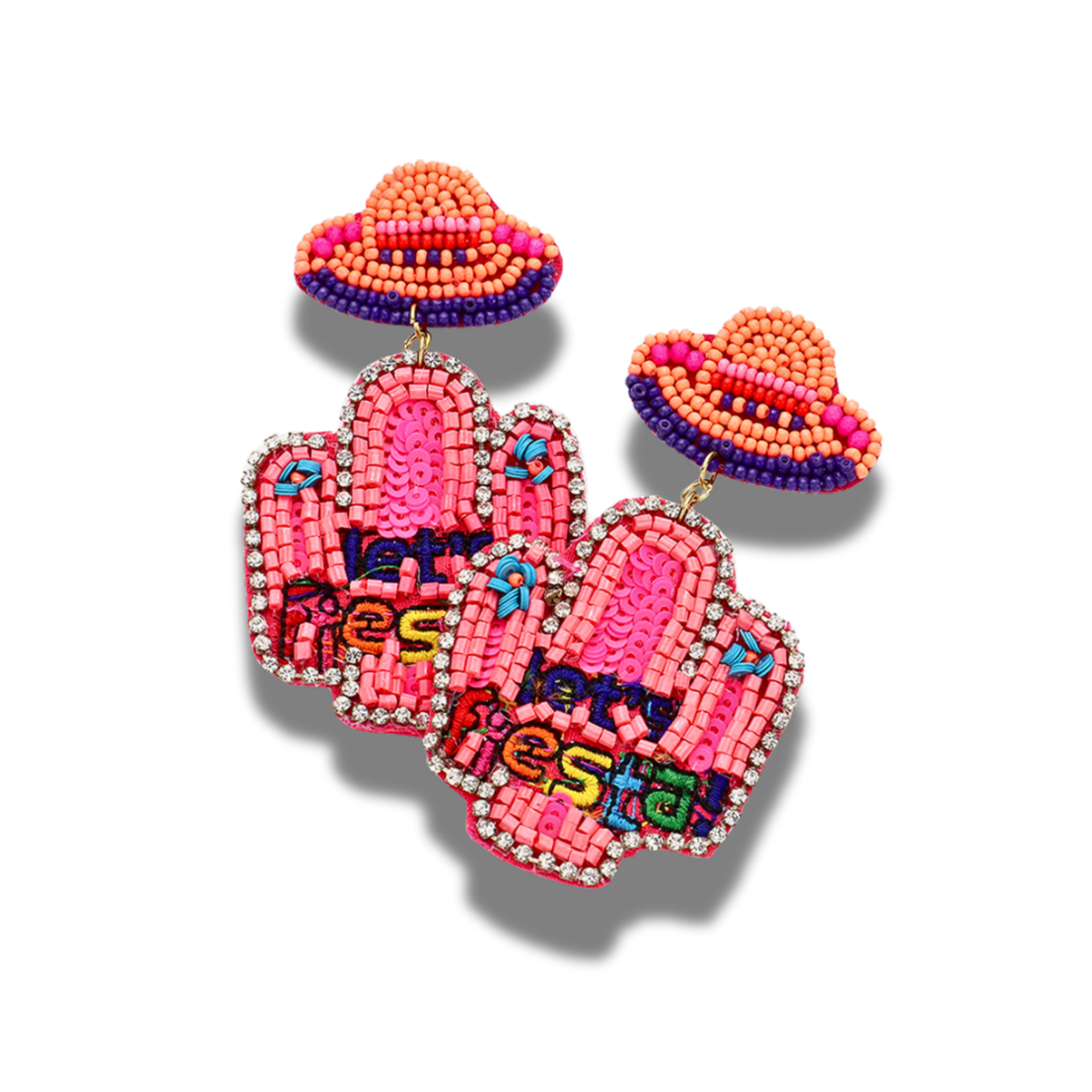 Mexican Fiesta Cinco De Mayo Beaded Cactus Earrings