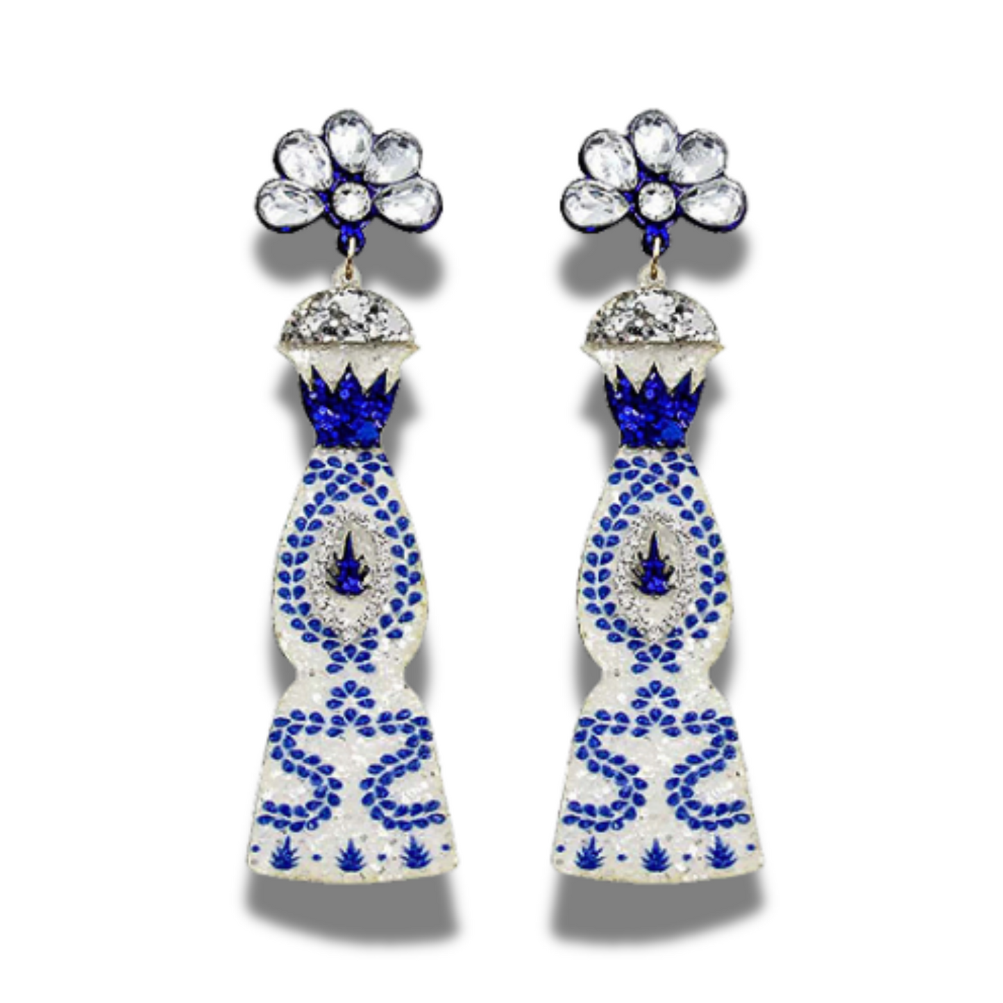 CLASE AZUL Tequila Bottle Leather Glitter Earrings