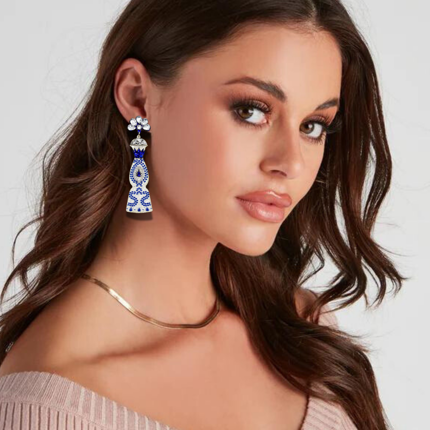 CLASE AZUL Tequila Bottle Leather Glitter Earrings