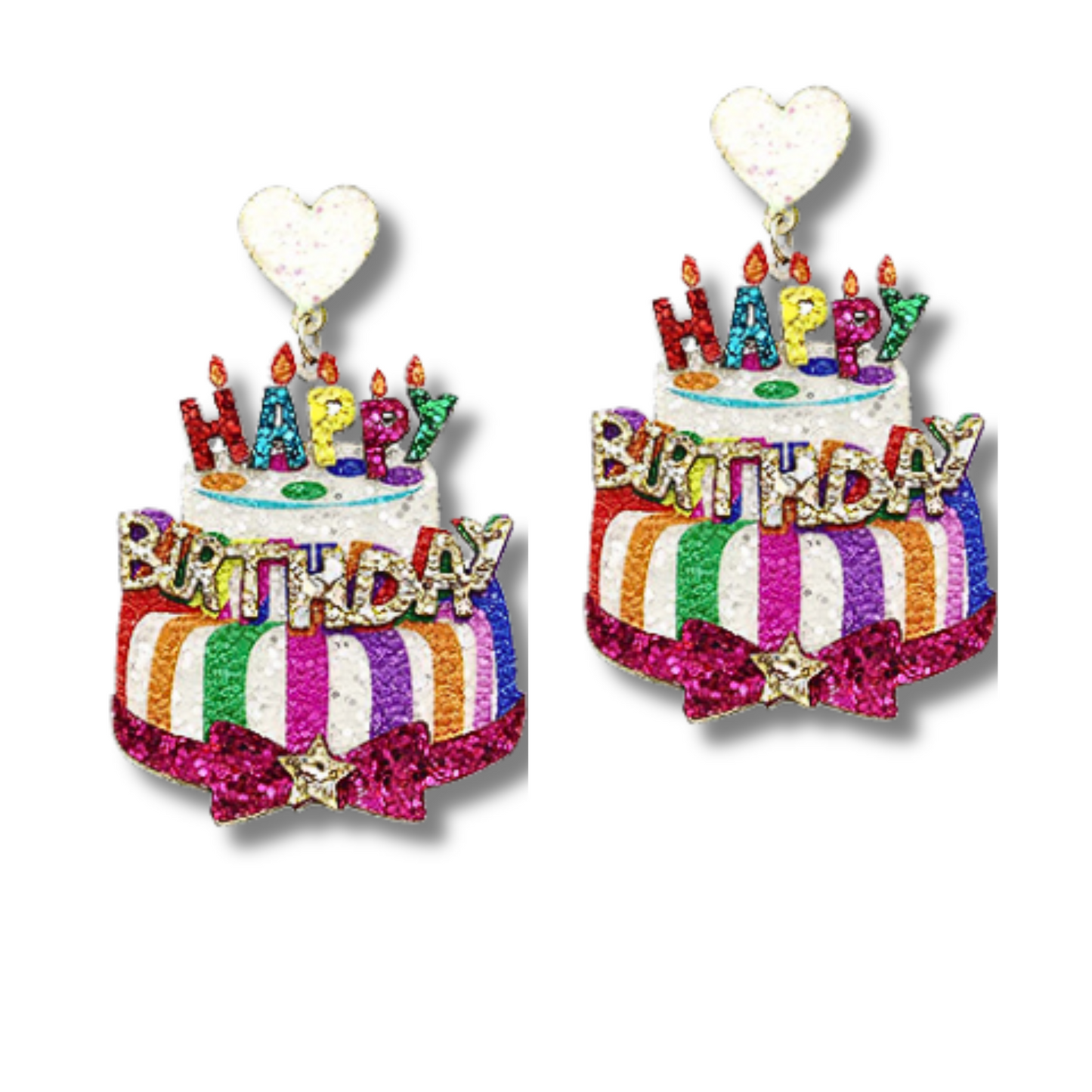 Birthday Cake Vegan Leather Glitter Earrings