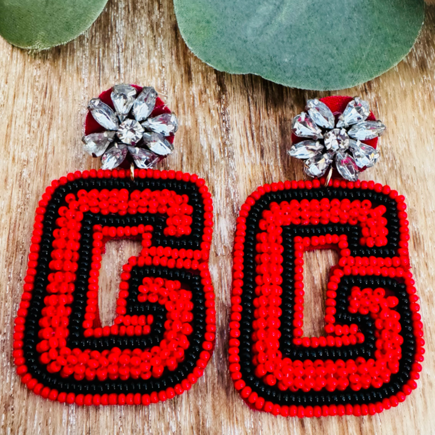Georgia Bulldogs Letter Beaded Crystal College Football Earrings