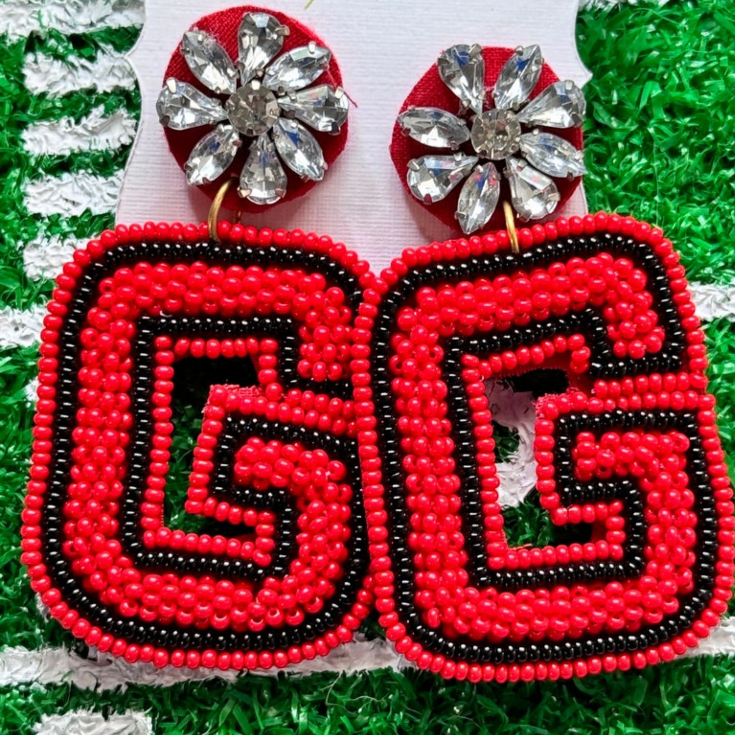 Georgia Bulldogs Letter Beaded Crystal College Football Earrings