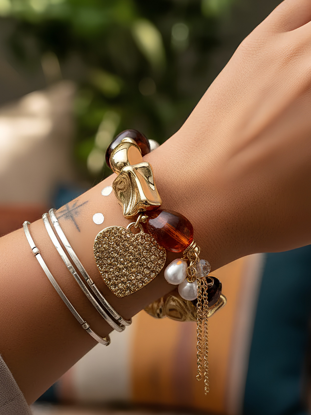 Have a Heart Pebble Stone Stretch Bracelet