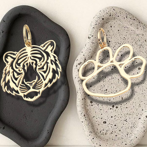 2PC Gold Plated Tiger Paw Pendant Charms