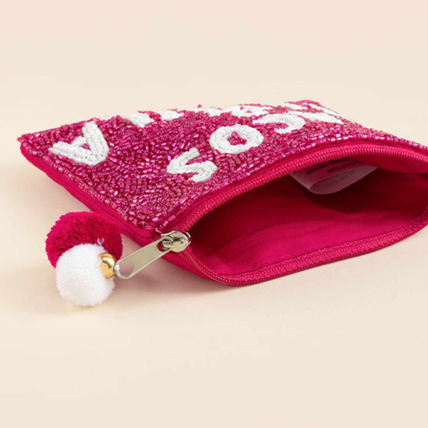 TACOS & TEQUILA Seed Beaded Coin Money Storage Pouch