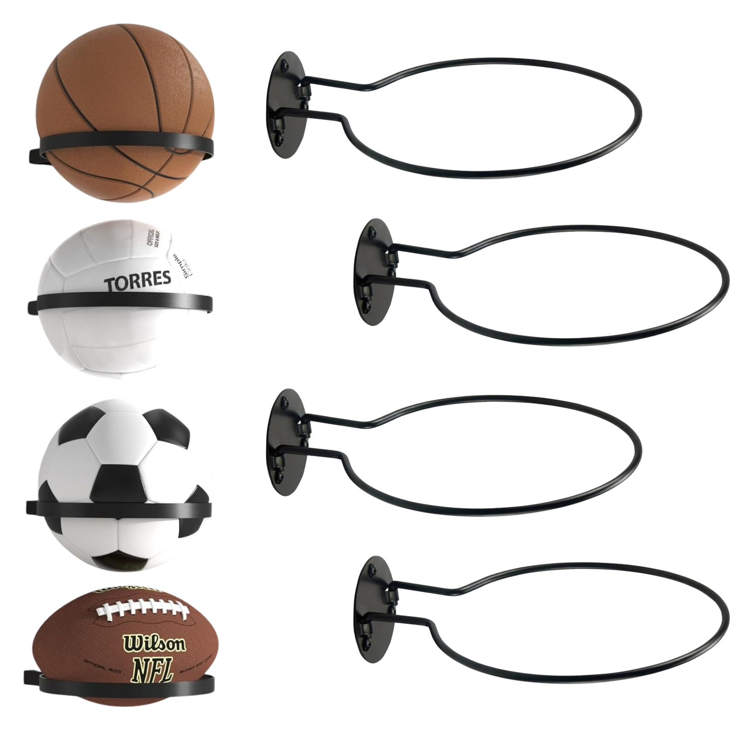 4PC Set Sports Ball Wall Storage Racks