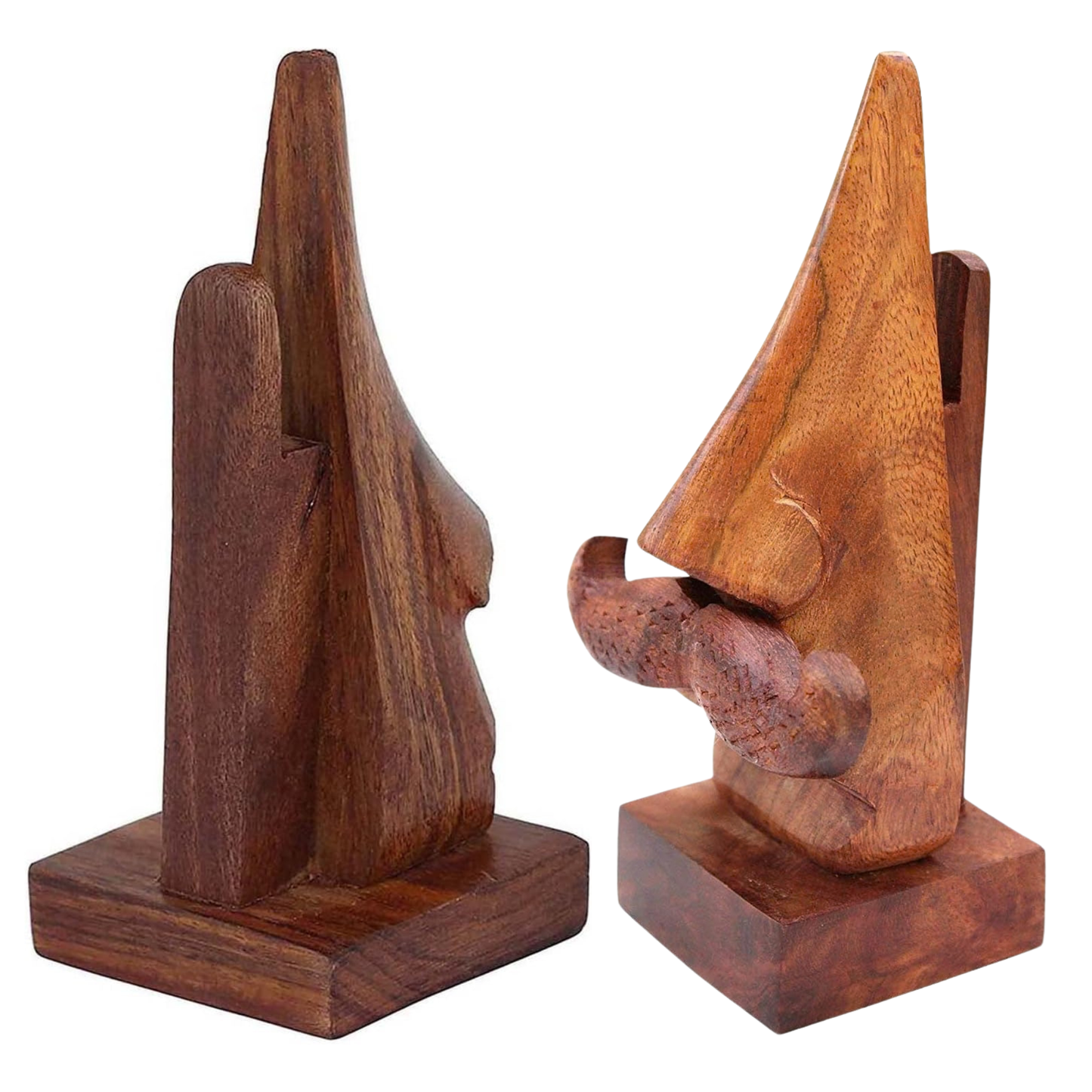 2PC Set Carved Wood Eyeglass Holder Stands