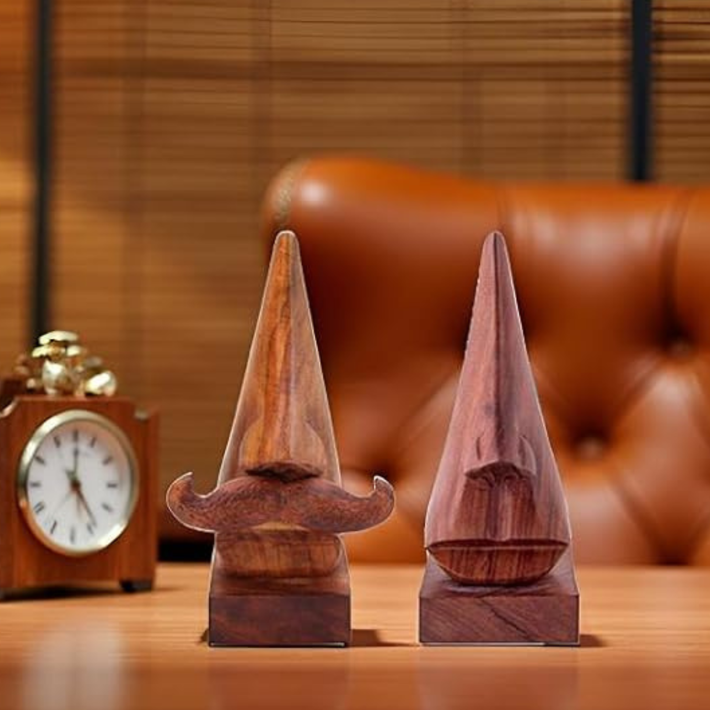 2PC Set Carved Wood Eyeglass Holder Stands