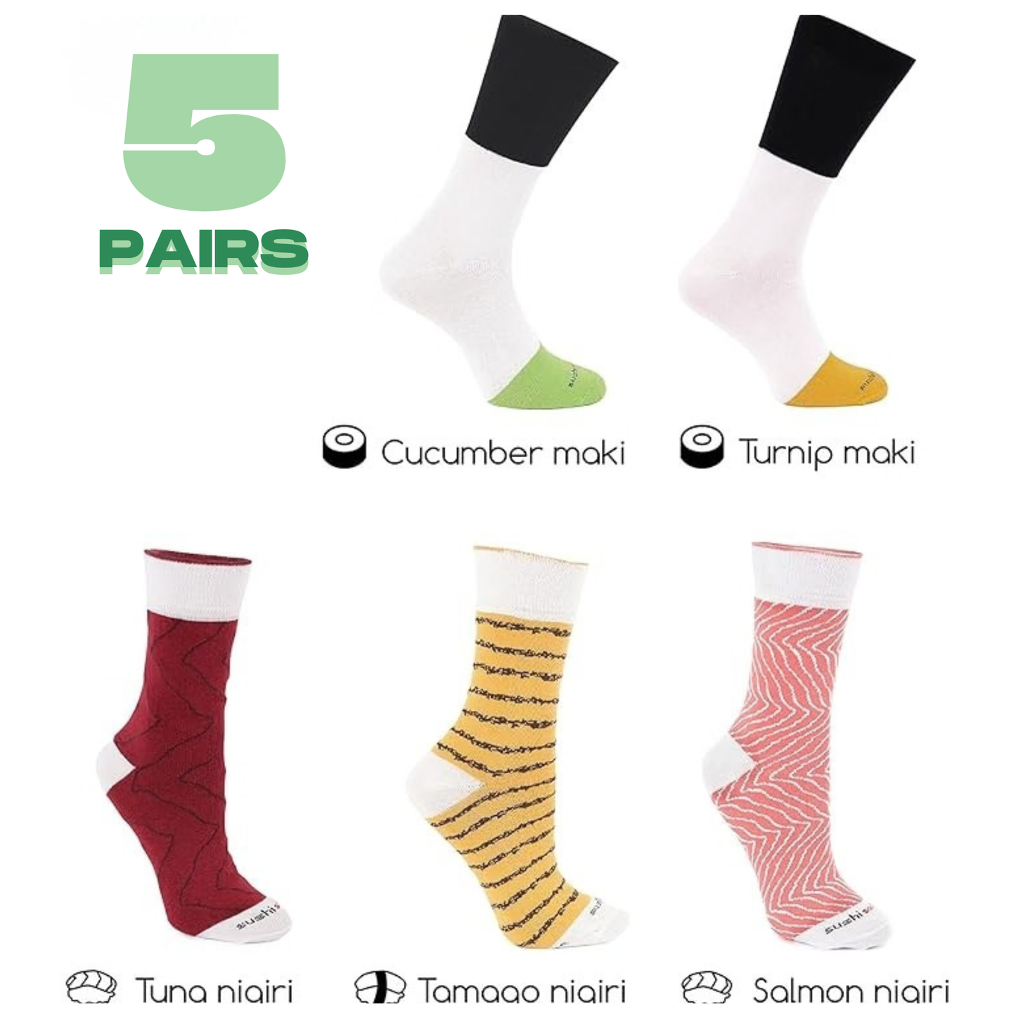 5 PC Set Sushi Socks Gift Box