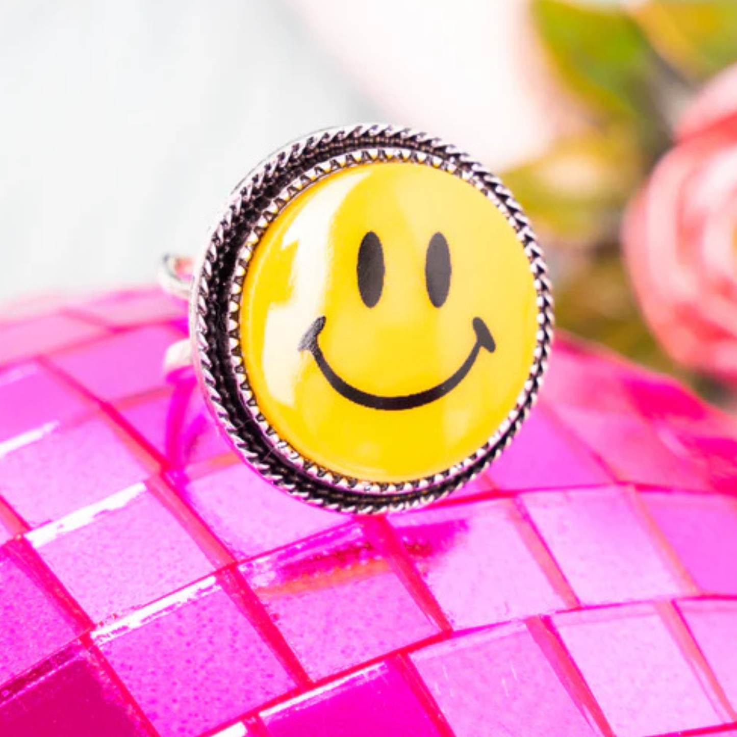 West is Best Smiley Face Silver Ring
