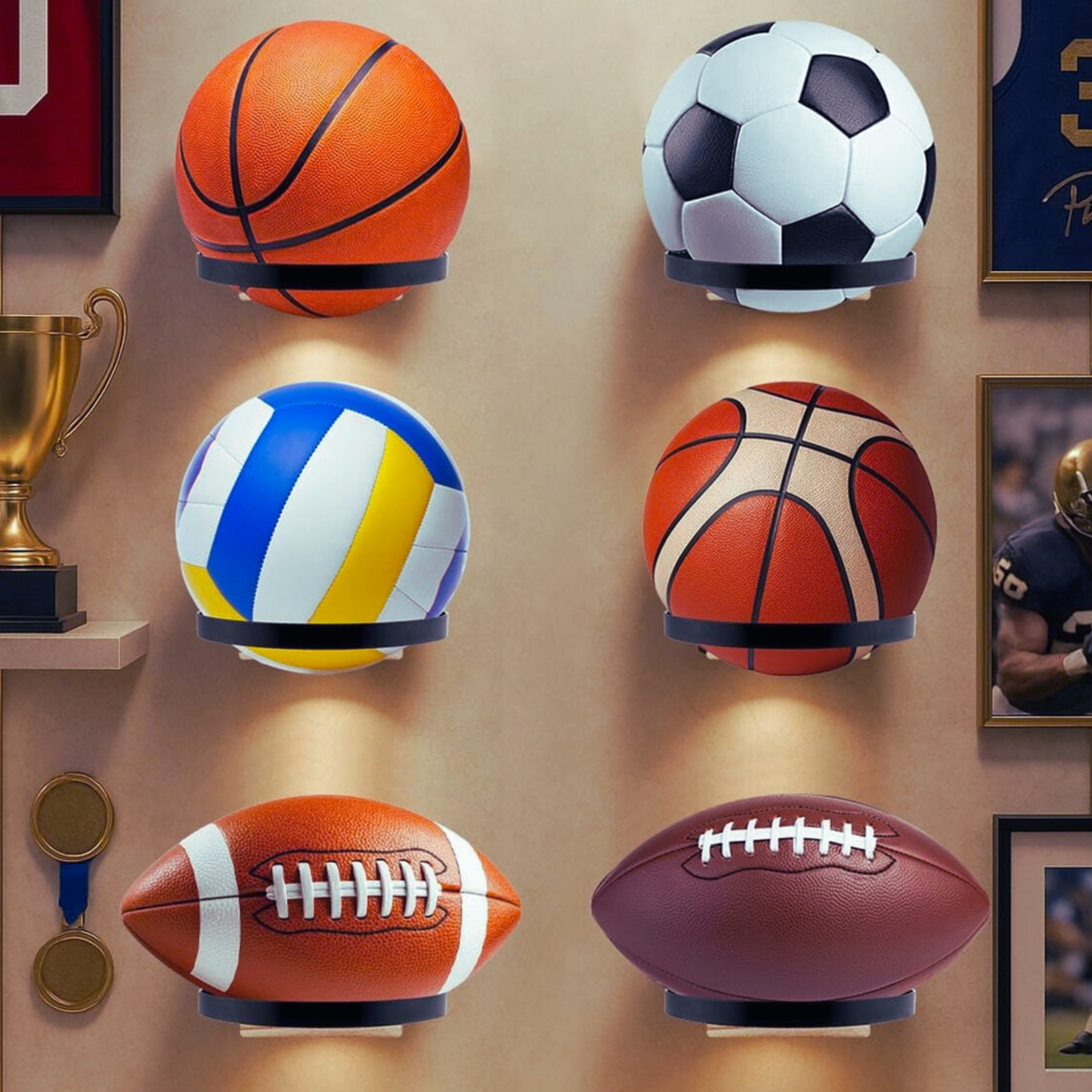 4PC Set Sports Ball Wall Storage Racks