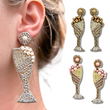 Champagne Flute Pearl Beaded Crystal Earrings