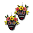 Mardi Gras Beaded Black Sugar Skull Earrings