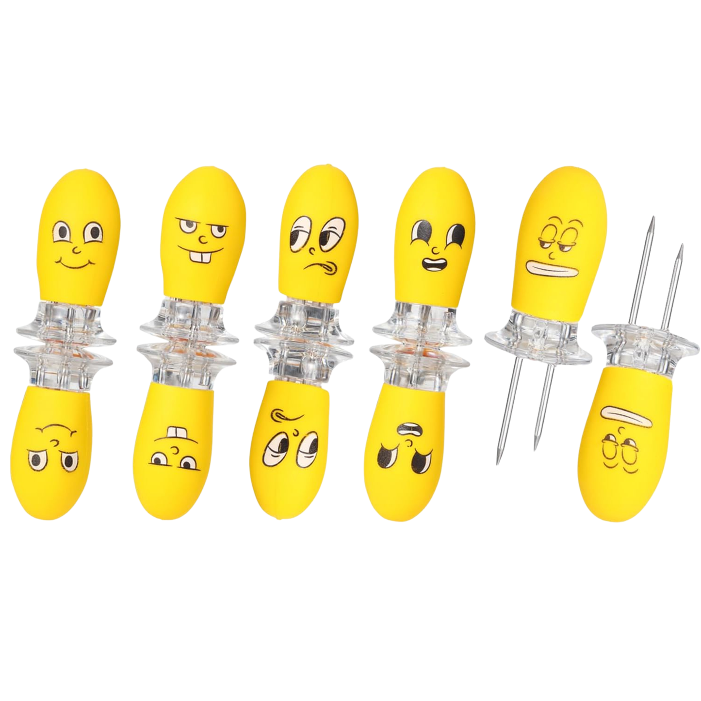 Set of 5 Emoji Face Corn Cob Holders