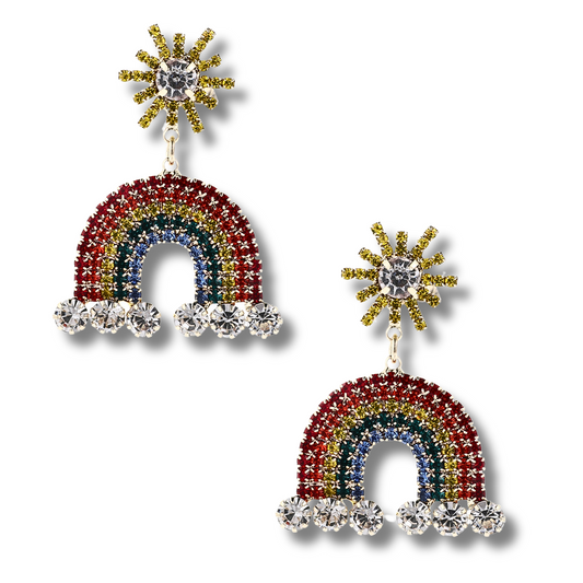 Rhinestone Rainbow Statement Earrings