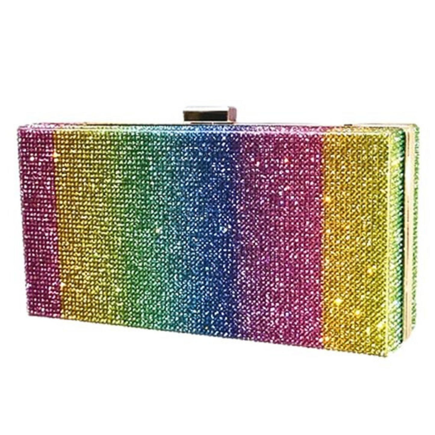 Rainbow Bling Crossbody Chain Clutch Handbag