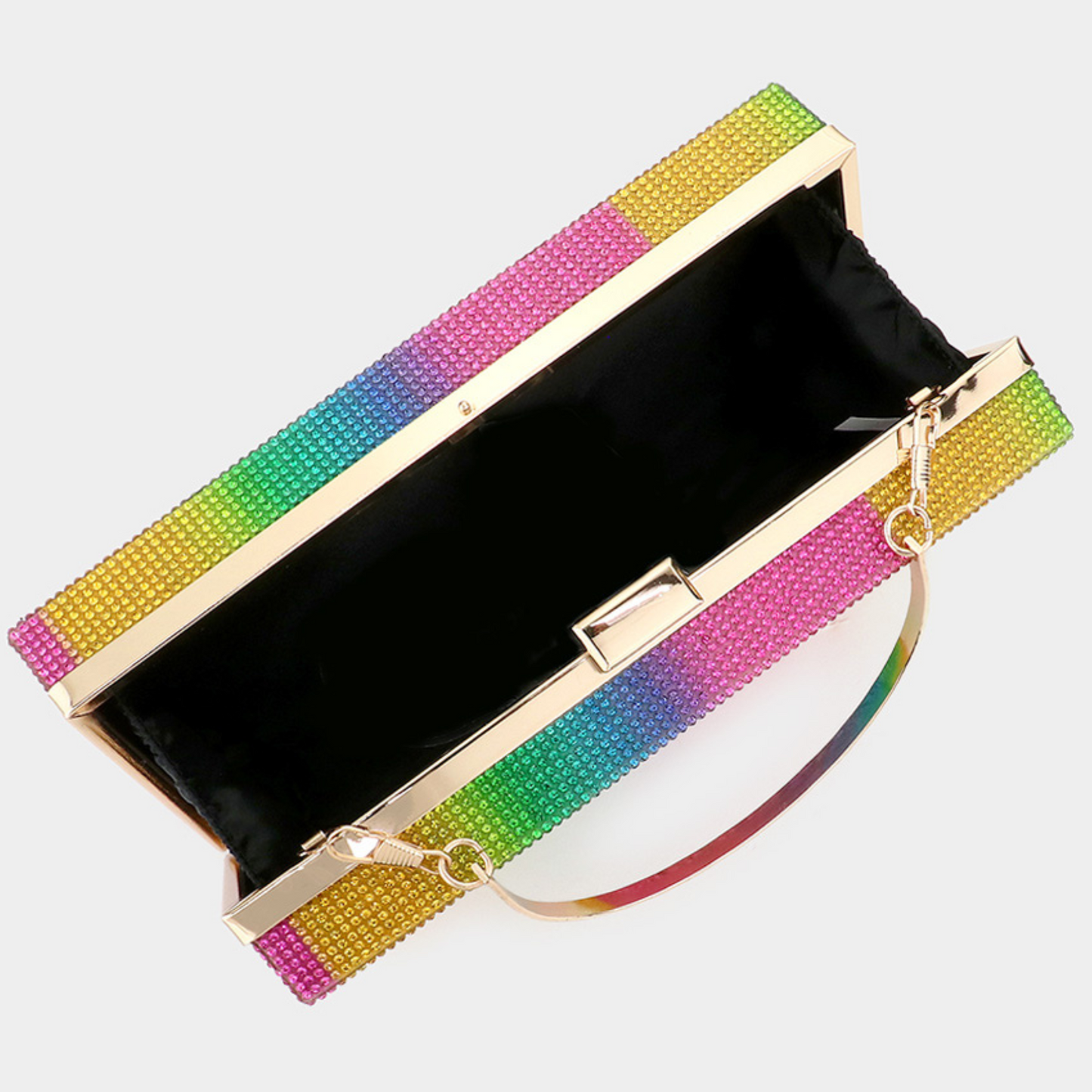 Rainbow Bling Crossbody Chain Clutch Handbag