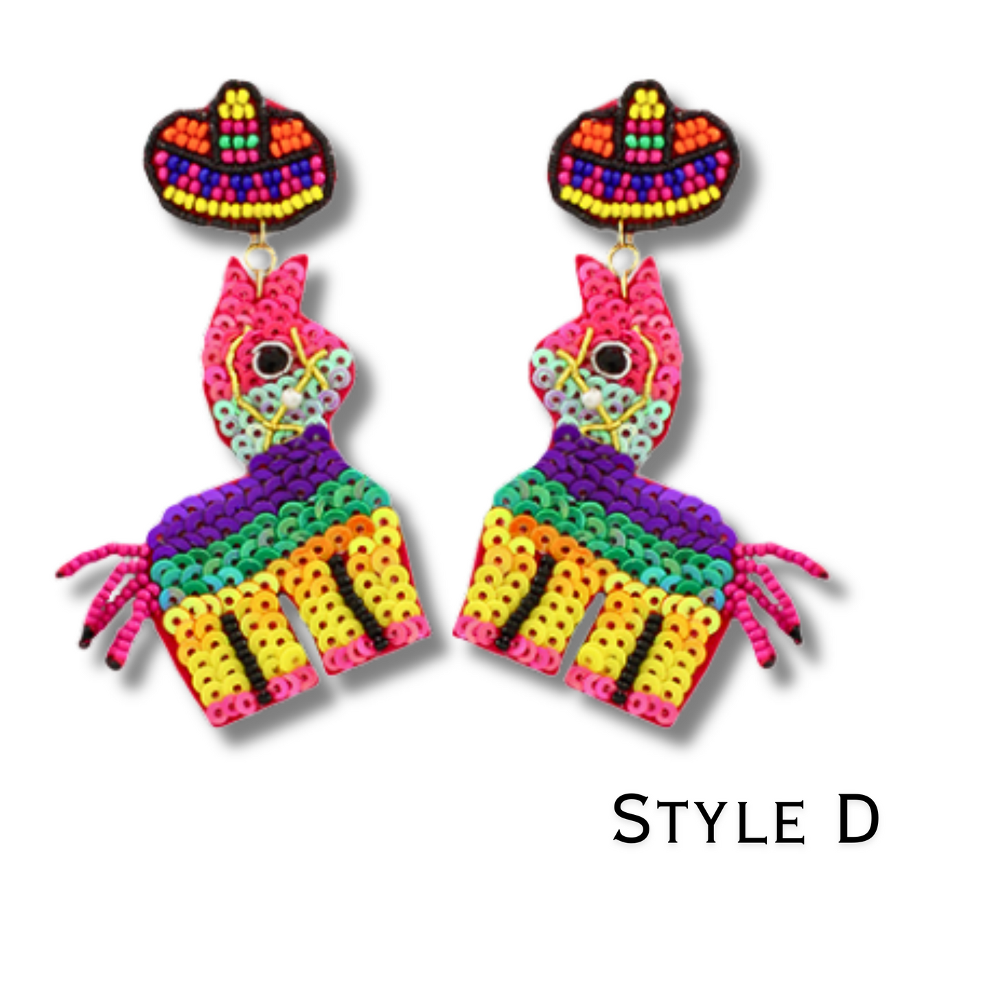 Rainbow Party Pinata Beaded Dangle Earrings