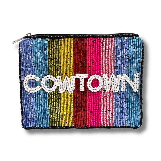 Rainbow COWTOWN Beaded Storage Money Coin Pouch