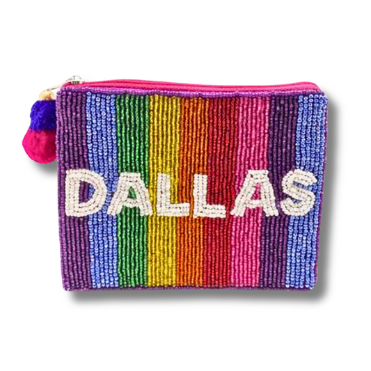 Rainbow DALLAS Beaded Storage Money Coin Pouch