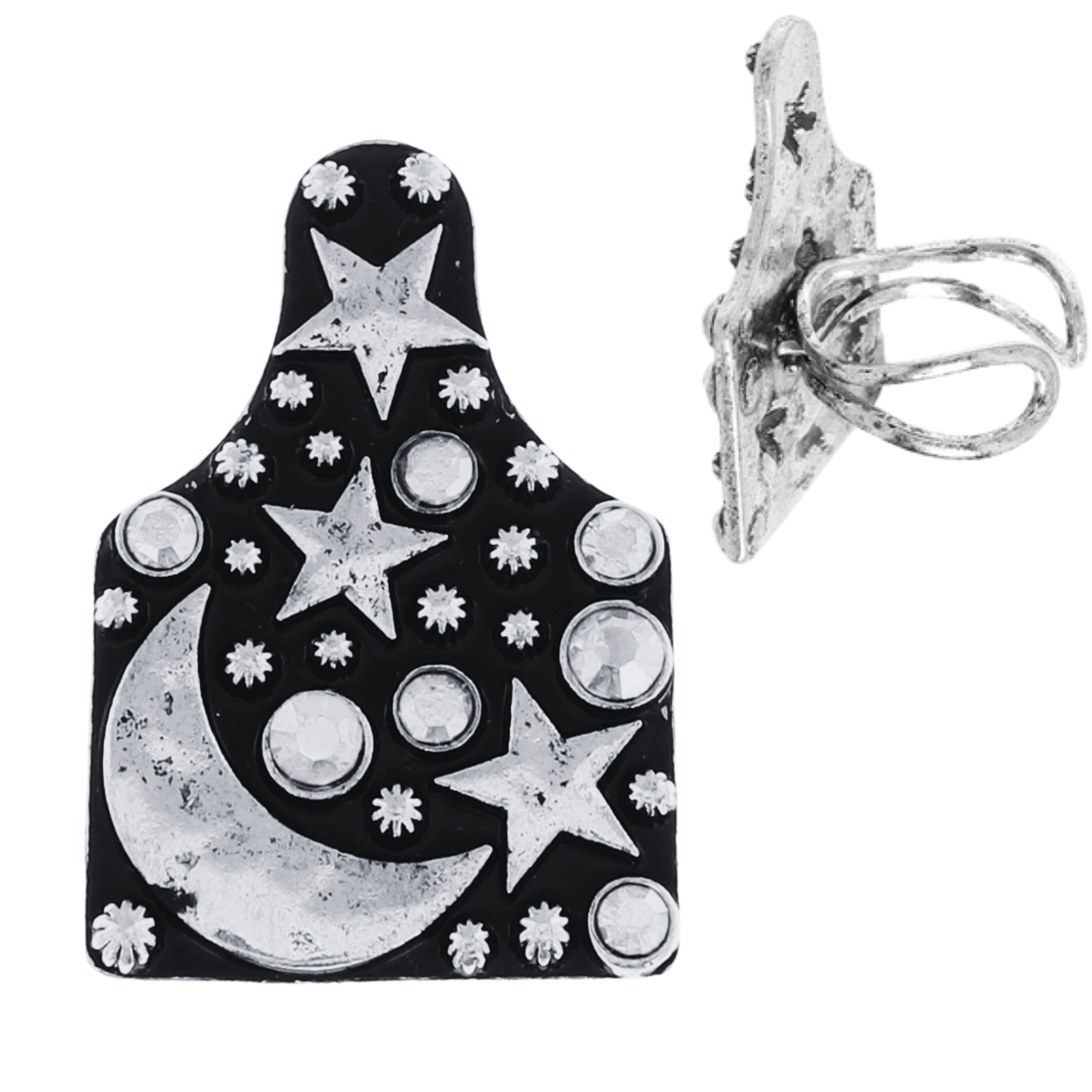 Starry Night Silver Moon Cuff Ring