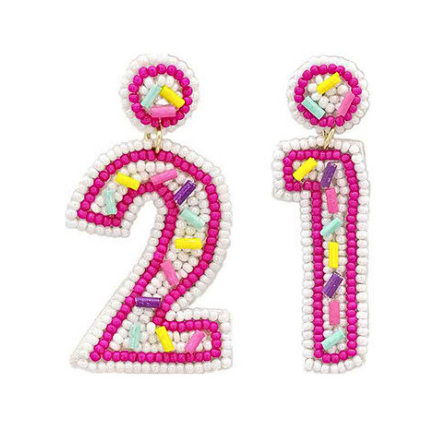 21st BIRTHDAY 21 Seed Bead Celebration Earrings