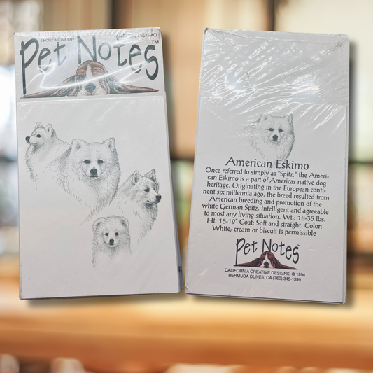 Vintage Dog Breed Note Card Set - American Eskimo