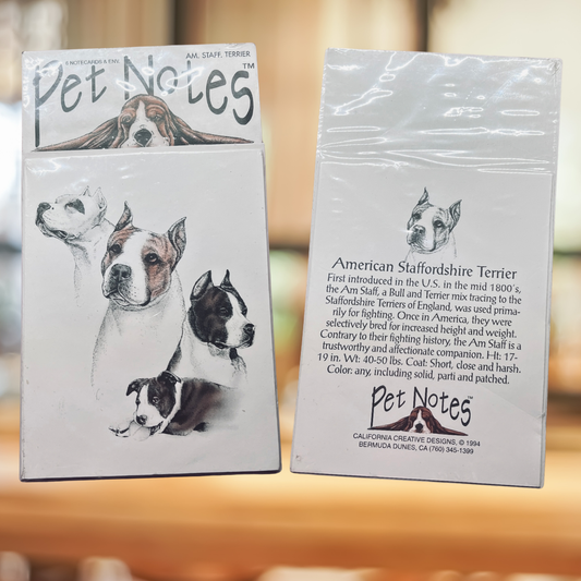 Vintage Dog Breed Note Card Set - American Staffordshire