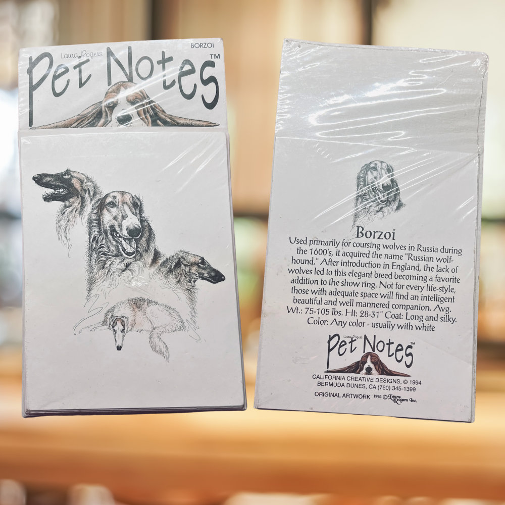 Vintage Dog Breed Note Card Set - Borzoi