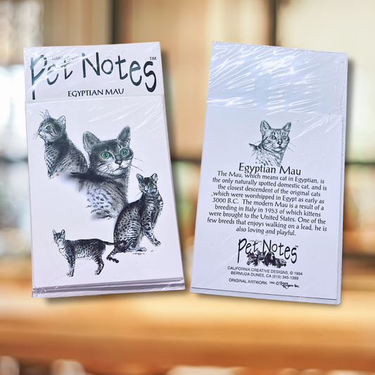 Vintage Cat Breed Note Card Set - Egyptian Mau