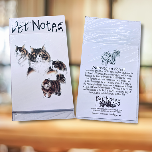 Vintage Cat Breed Note Card Set - Norwegian Forest