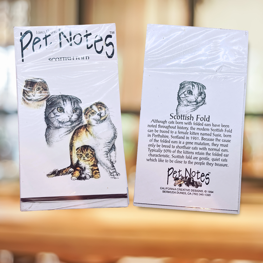Vintage Cat Breed Note Card Set - Scottish Fold