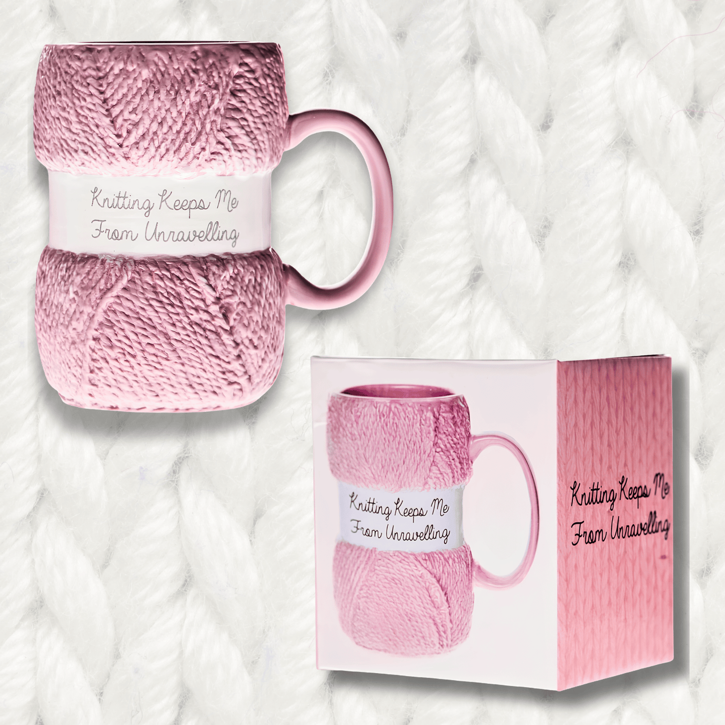 Knitting Keeps Me From Unravelling Ceramic Mug