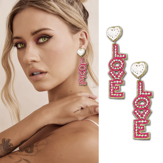 Love Is in The Air Beaded Rhinestone Dangle Earrings