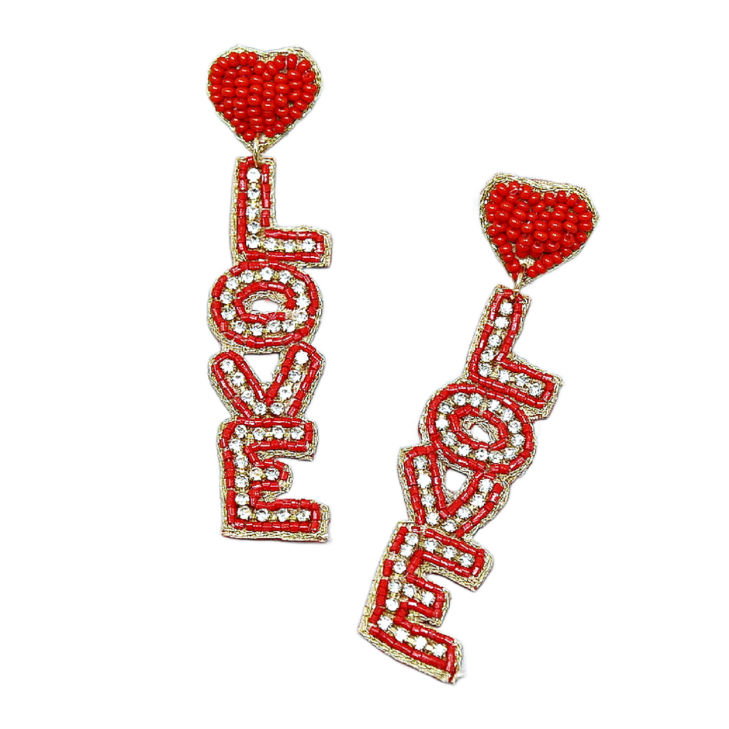 Love Is in The Air Beaded Rhinestone Dangle Earrings