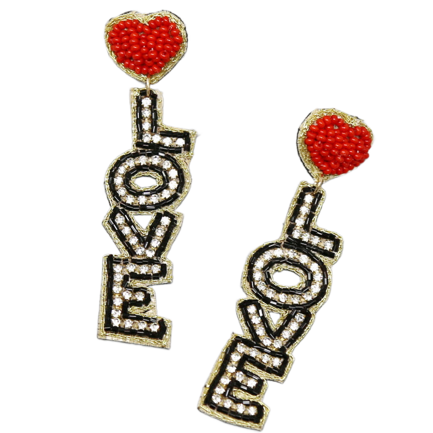 Love Is in The Air Beaded Rhinestone Dangle Earrings