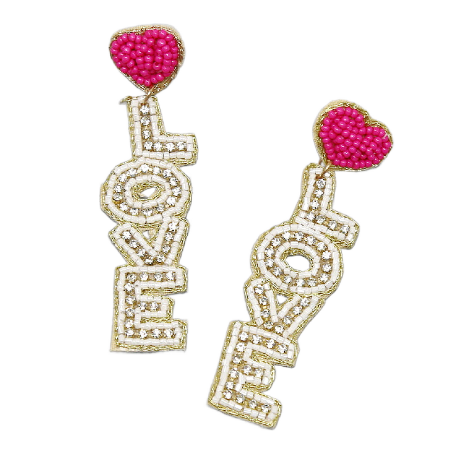 Love Is in The Air Beaded Rhinestone Dangle Earrings
