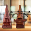 2PC Set Carved Wood Eyeglass Holder Stands