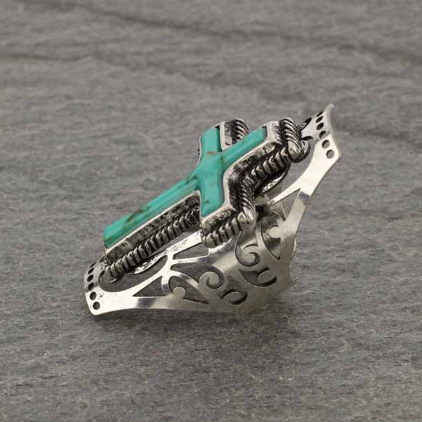 Faith and Frontier Cross Western Cuff Ring