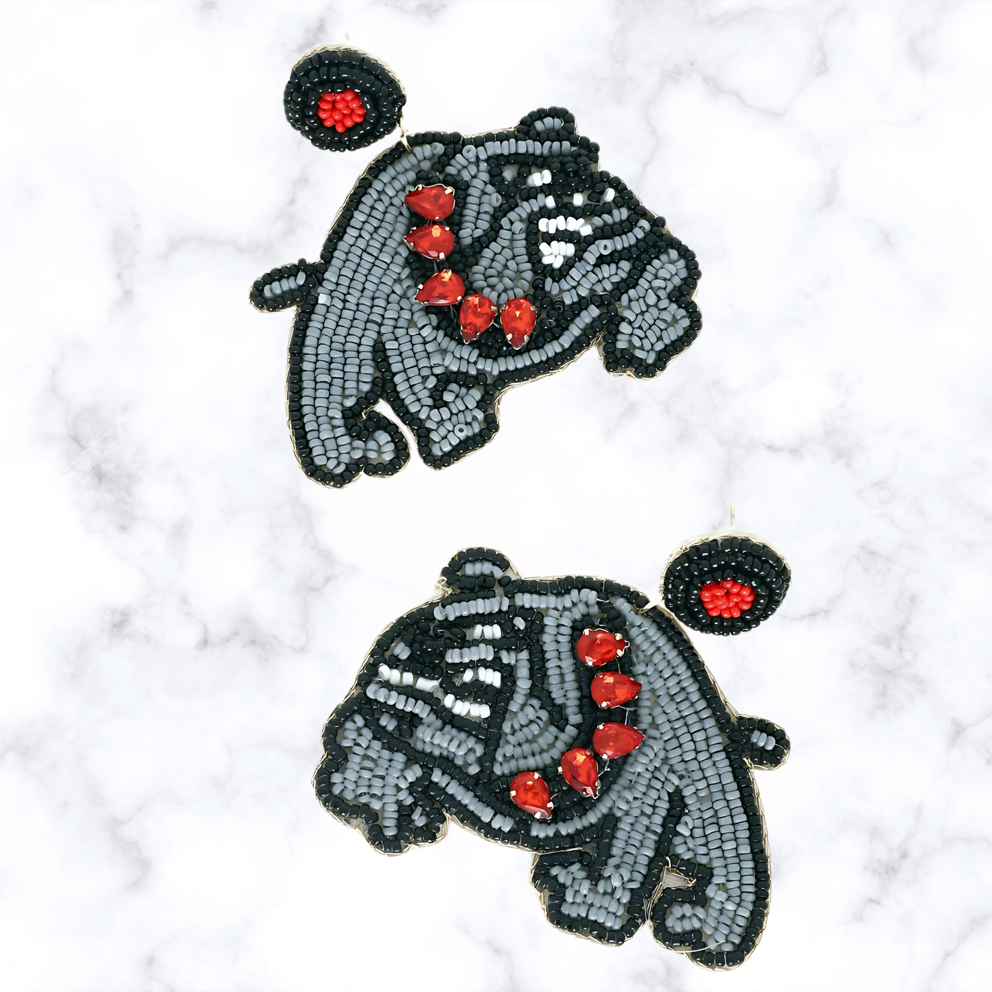 Georgia Bulldogs Football Team Mascot Jeweled Beaded Earrings
