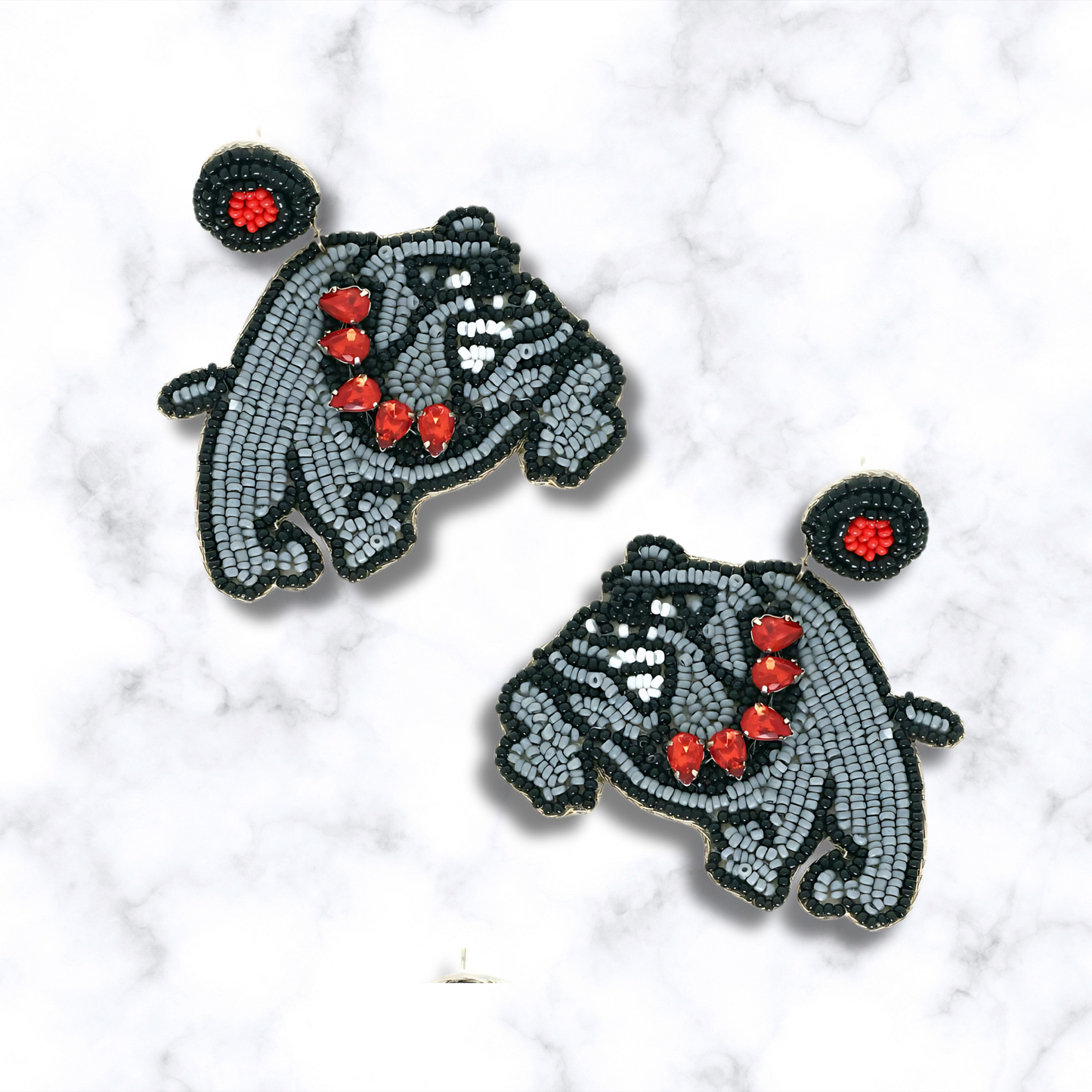Georgia Bulldogs Football Team Mascot Jeweled Beaded Earrings