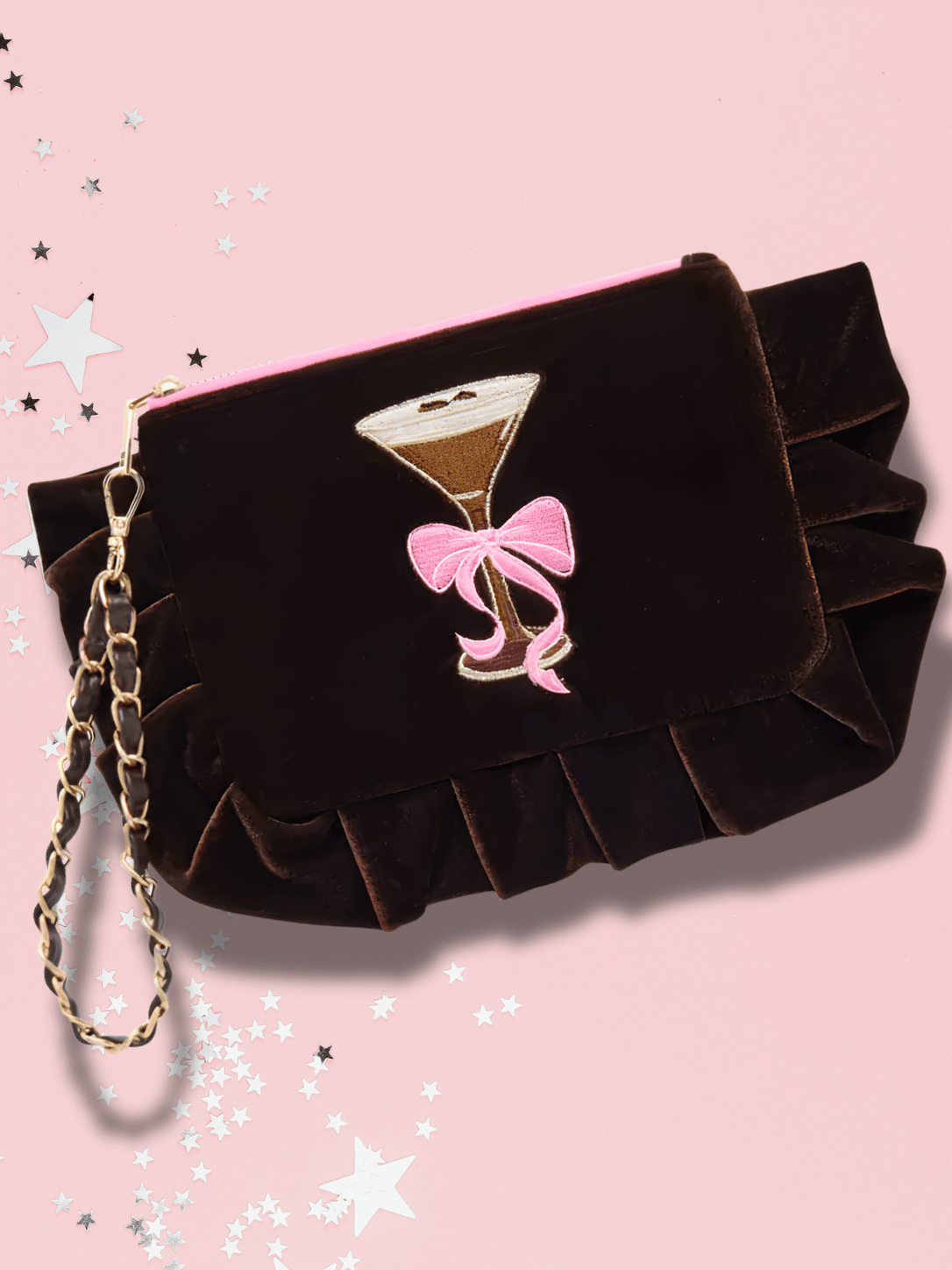 Espresso Martini Cocoa Brown Holiday Wristlet Handbag