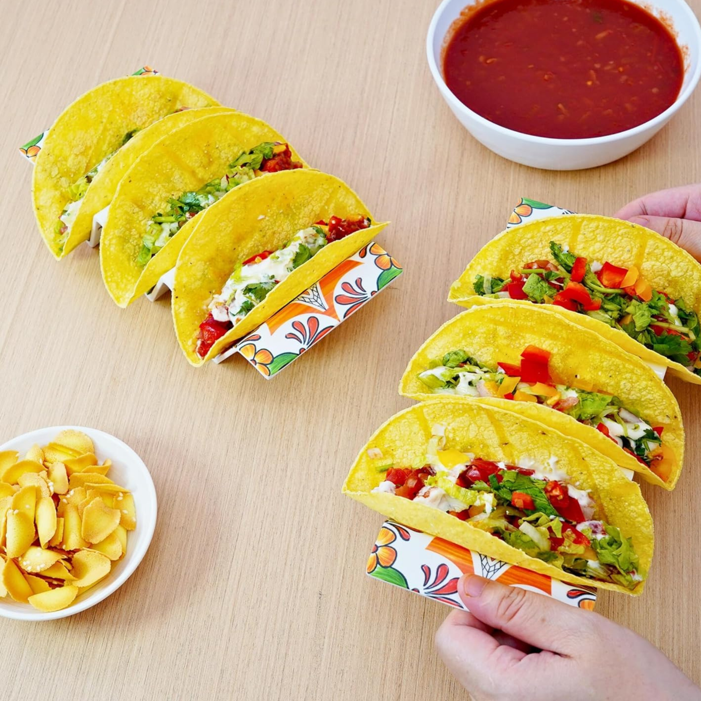 Moroccan Pattern Taco Holder Trays - Set of 4