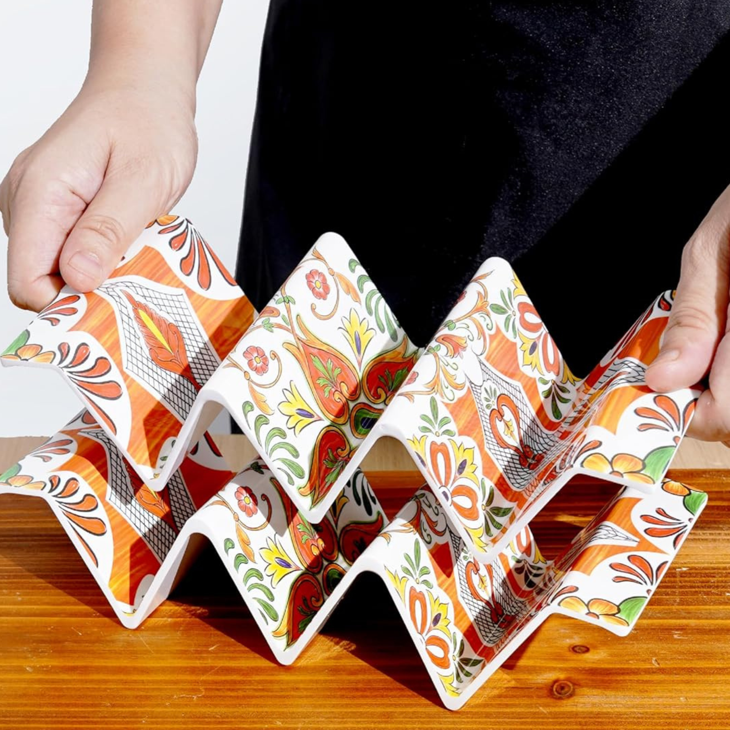 Moroccan Pattern Taco Holder Trays - Set of 4