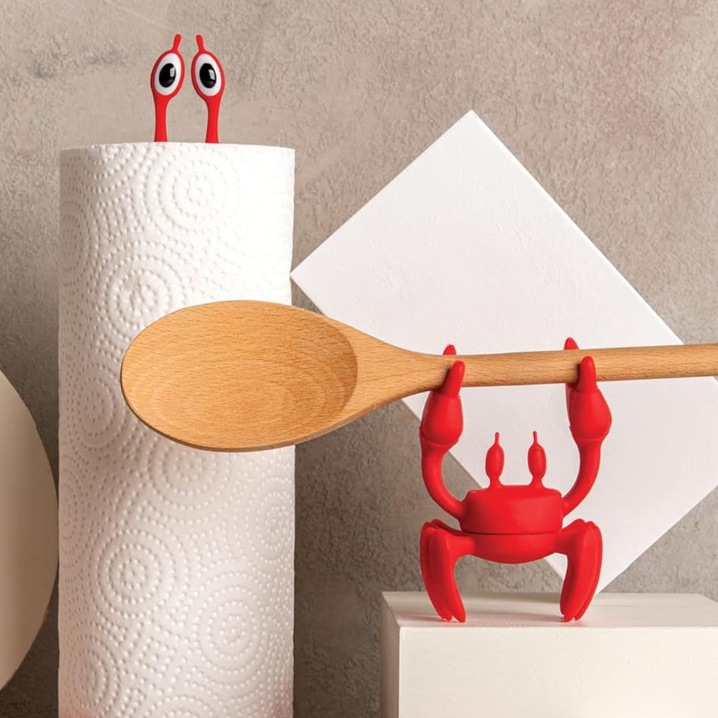 Fab Crab Red Spoon Holder and Steam Releaser For Stove Top