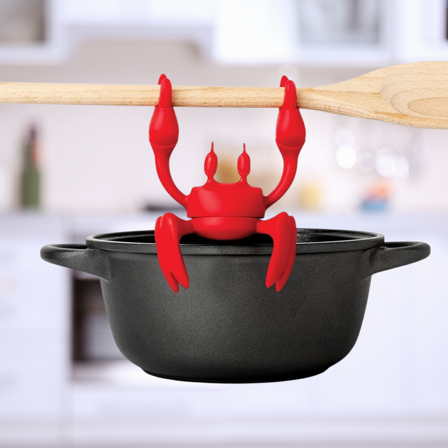 Fab Crab Red Spoon Holder and Steam Releaser For Stove Top