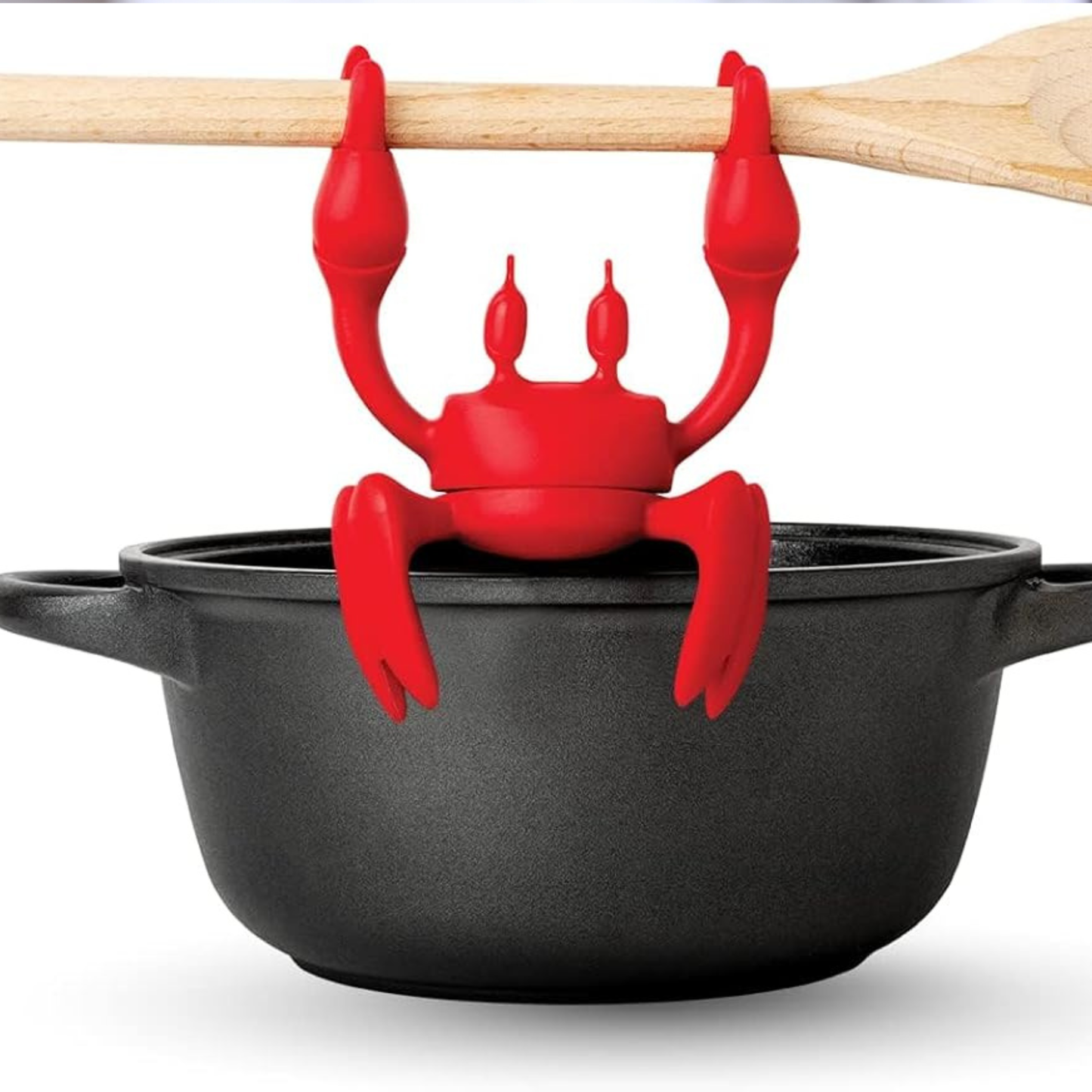 Fab Crab Red Spoon Holder and Steam Releaser For Stove Top
